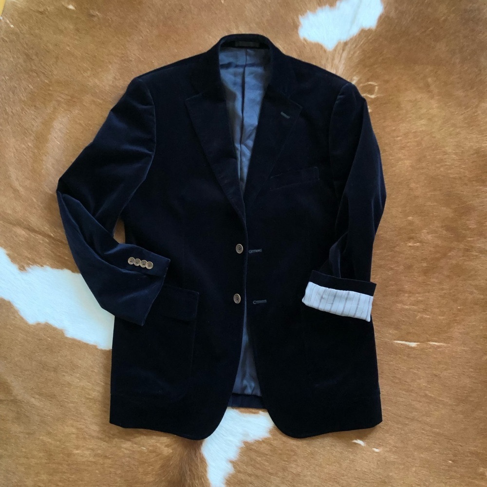 vintage niedieck velvet oversized blazer, deep navy, made in usa